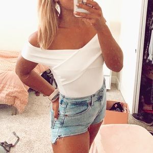 White Off-the-shoulder Bodysuit